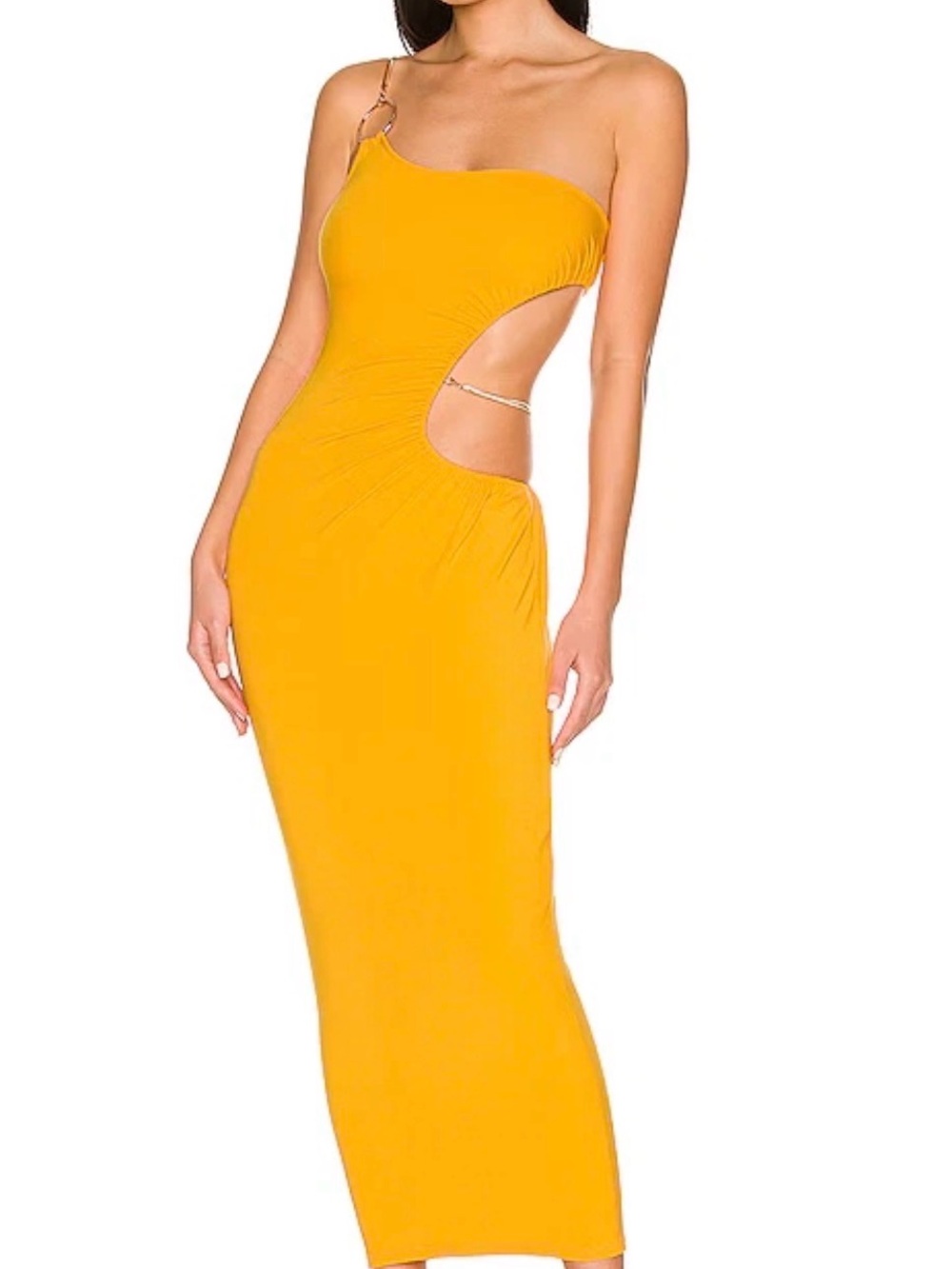 WeWoreWhat Orange One-Shoulder Draped Gown